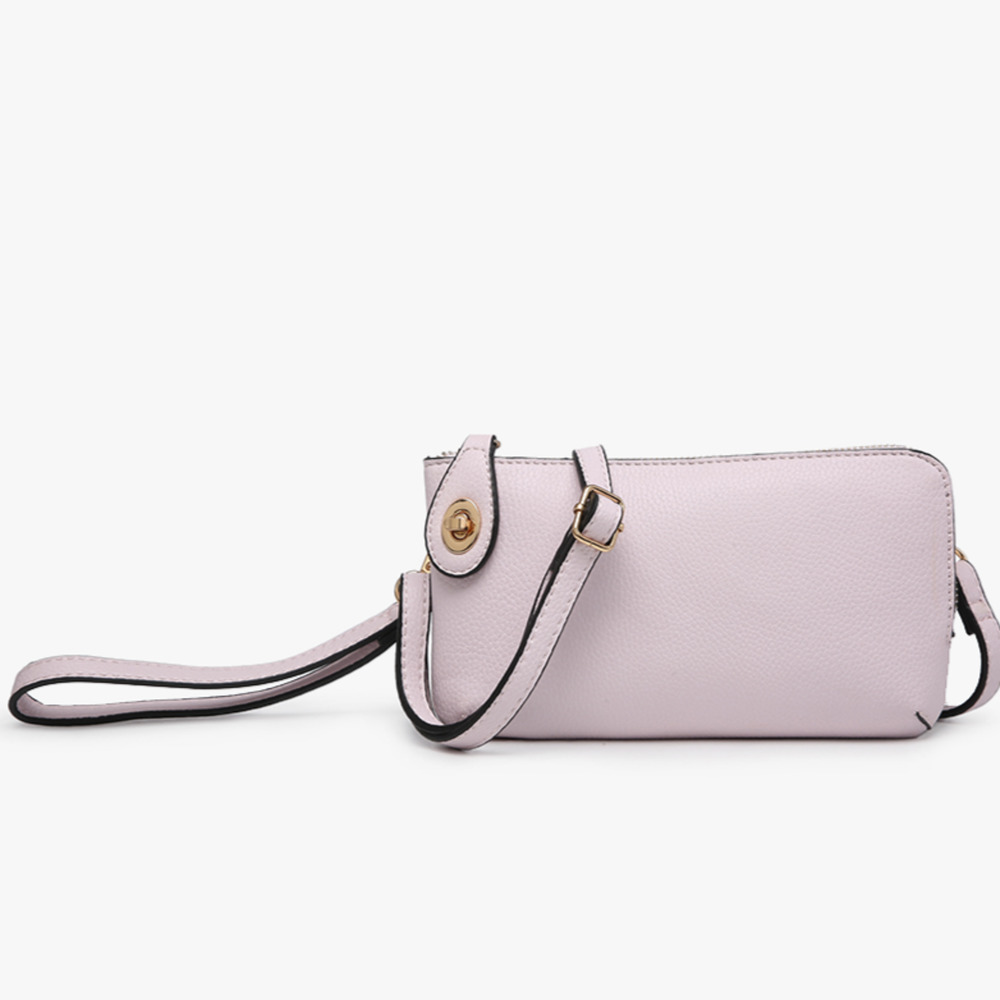 Cool Pink Crossbody Wristlet Clutch with Twist Lock Closure